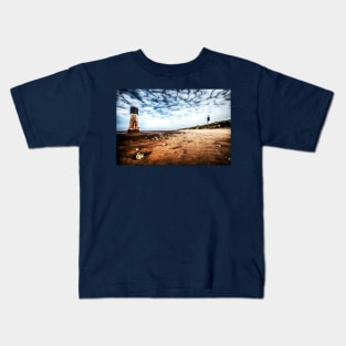 Spurn Point Lighthouses Dramatic Sky Kids T-Shirt